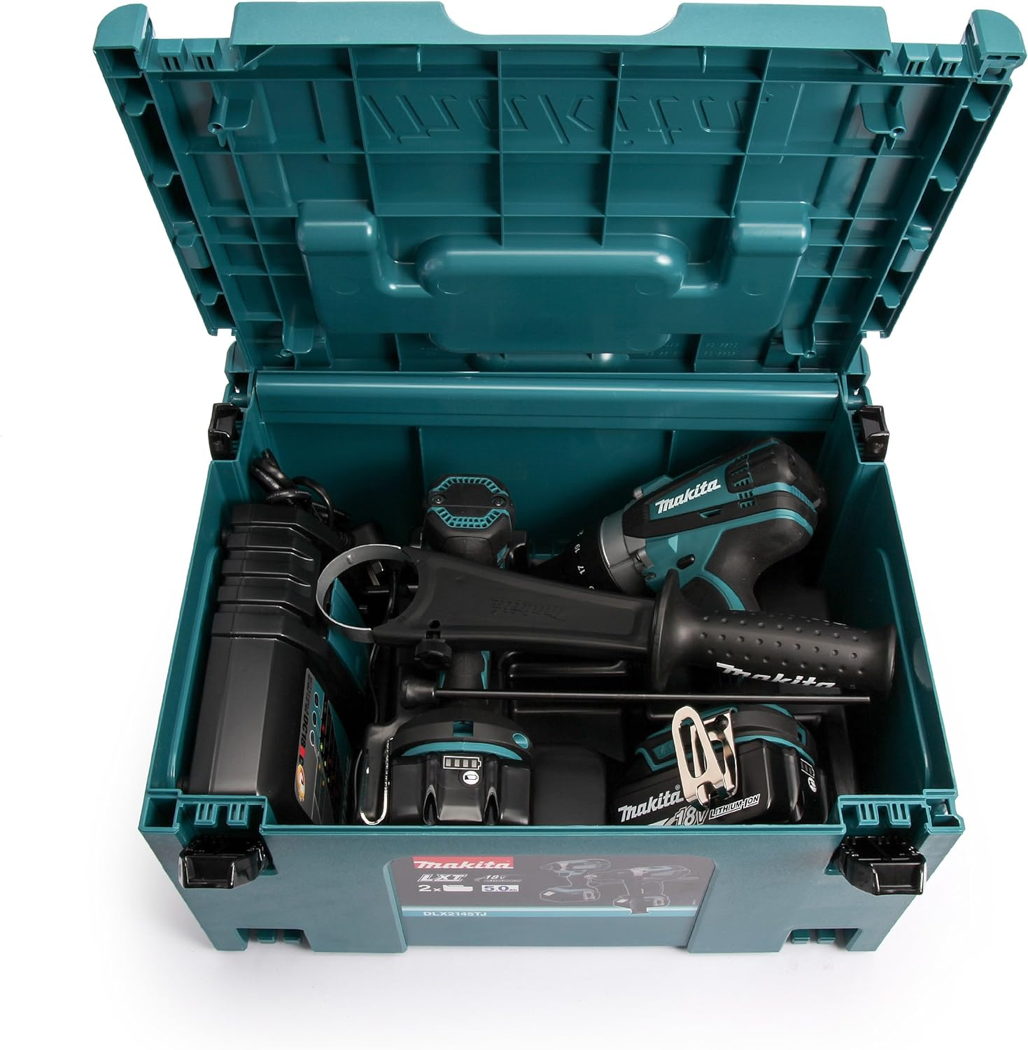 Makita DLX2145TJ 18V Li-ion LXT 2 Piece Combo Kit comprising DHP458Z and DTD152Z Complete with 2 x 5.0 Ah Li-ion Batteries and Charger Supplied in a Makpac Case