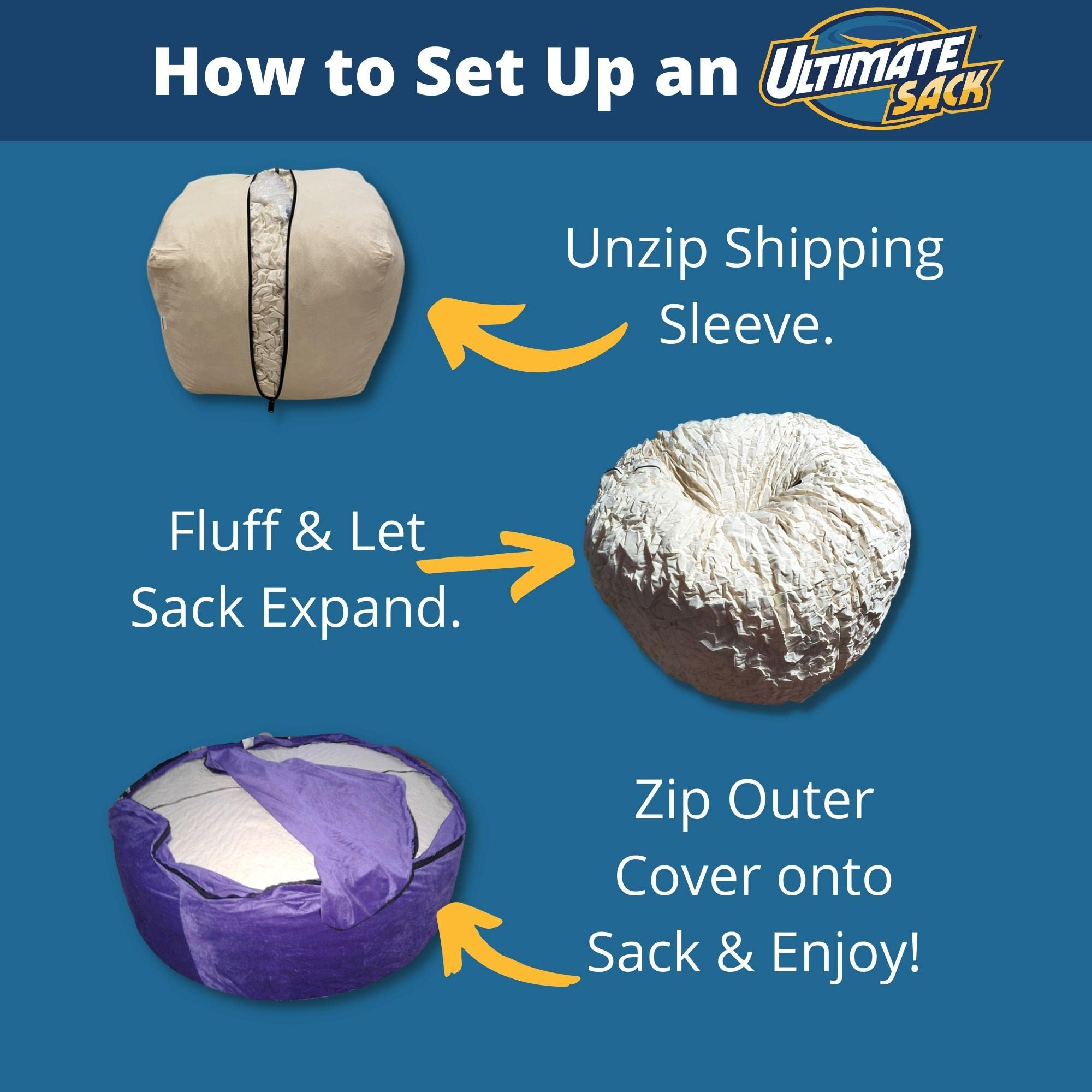 【Furniture】6000 Bean Bag Chair w/Footstool: Giant Foam-Filled Furniture - Machine Washable Covers