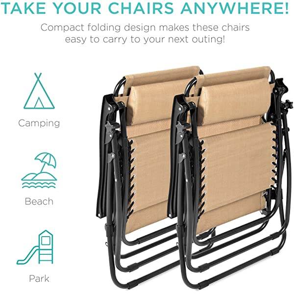 Best Choice Products Set of 2 Adjustable Steel Mesh Zero Gravity Lounge Chair Recliners w/Pillows and Cup Holder Trays - Burgundy