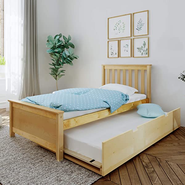 Max & Lily Twin Bed with Trundle, White White Bed with Trundle