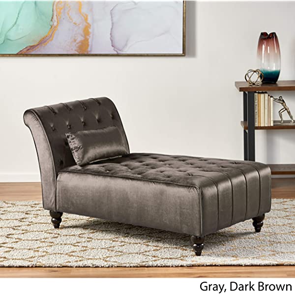 Christopher Knight Home Rubie Velvet Chaise, Grey