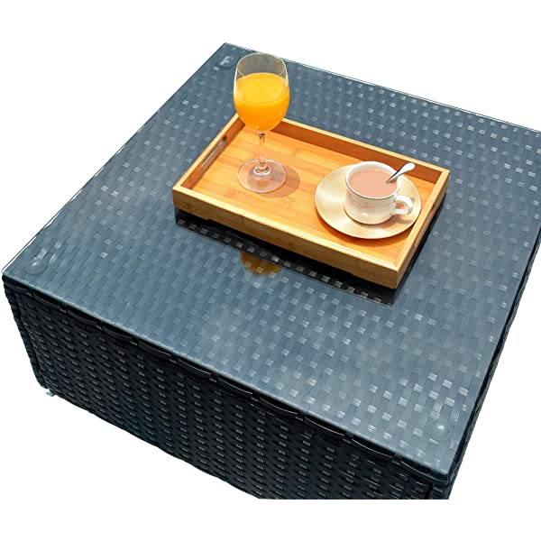 AWQM 5 Pieces Patio Furniture Sets All Weather Outdoor Sectional Sofa Manual Weaving Wicker Rattan Patio Conversation Set with Cushion and Glass Table, Brown 5 Piece Patio Furniture Sets