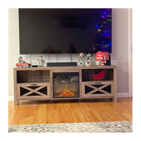 TV Stand for TVs up to 85′′ with Fireplace Included