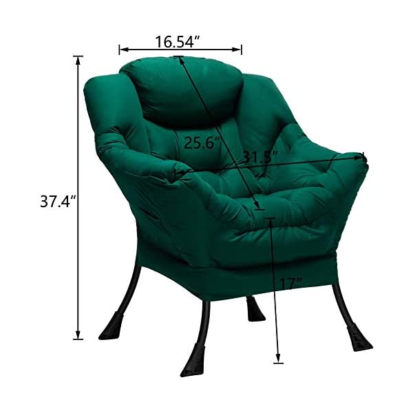 AbocoFur Modern Large Cotton Fabric Lazy Chair,Accent Contemporary Lounge Chair, Single Steel Frame Leisure Sofa Chair with Armrests and A Side Pocket, Beige