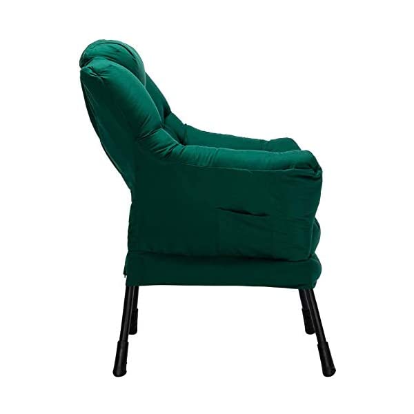 AbocoFur Modern Large Cotton Fabric Lazy Chair,Accent Contemporary Lounge Chair, Single Steel Frame Leisure Sofa Chair with Armrests and A Side Pocket, Beige