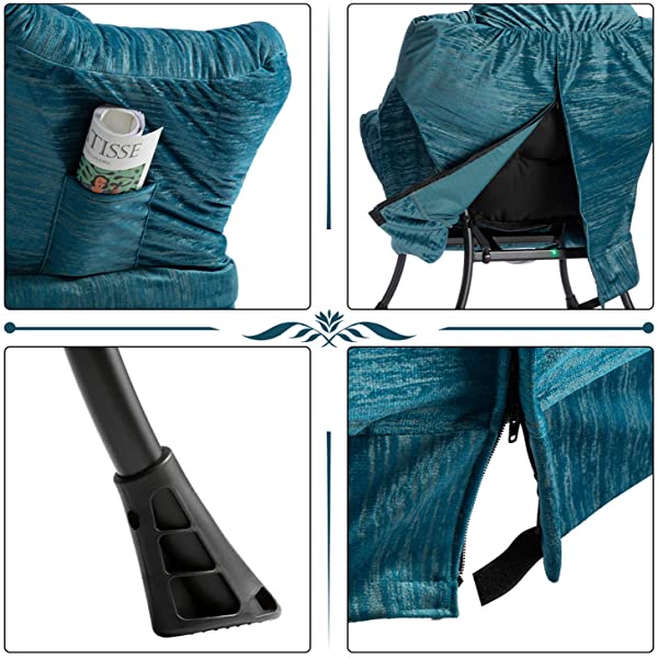 AbocoFur Modern Large Cotton Fabric Lazy Chair,Accent Contemporary Lounge Chair, Single Steel Frame Leisure Sofa Chair with Armrests and A Side Pocket, Beige