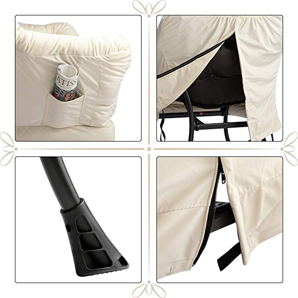 AbocoFur Modern Large Cotton Fabric Lazy Chair,Accent Contemporary Lounge Chair, Single Steel Frame Leisure Sofa Chair with Armrests and A Side Pocket, Beige