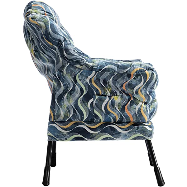 AbocoFur Modern Large Cotton Fabric Lazy Chair,Accent Contemporary Lounge Chair, Single Steel Frame Leisure Sofa Chair with Armrests and A Side Pocket, Beige