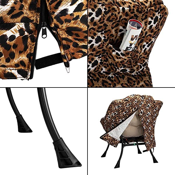 AbocoFur Modern Large Cotton Fabric Lazy Chair,Accent Contemporary Lounge Chair, Single Steel Frame Leisure Sofa Chair with Armrests and A Side Pocket, Beige