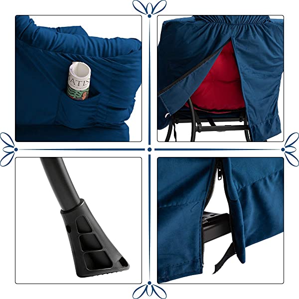 AbocoFur Modern Large Cotton Fabric Lazy Chair,Accent Contemporary Lounge Chair, Single Steel Frame Leisure Sofa Chair with Armrests and A Side Pocket, Beige