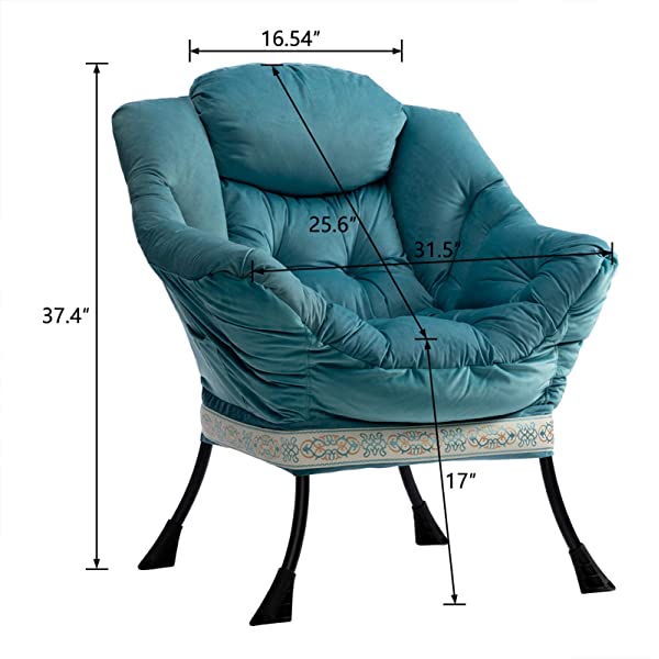 AbocoFur Modern Large Cotton Fabric Lazy Chair,Accent Contemporary Lounge Chair, Single Steel Frame Leisure Sofa Chair with Armrests and A Side Pocket, Beige