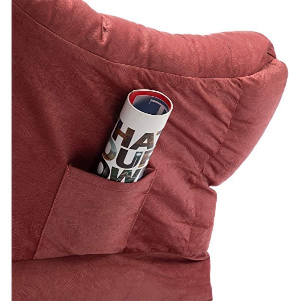 AbocoFur Modern Large Cotton Fabric Lazy Chair,Accent Contemporary Lounge Chair, Single Steel Frame Leisure Sofa Chair with Armrests and A Side Pocket, Beige