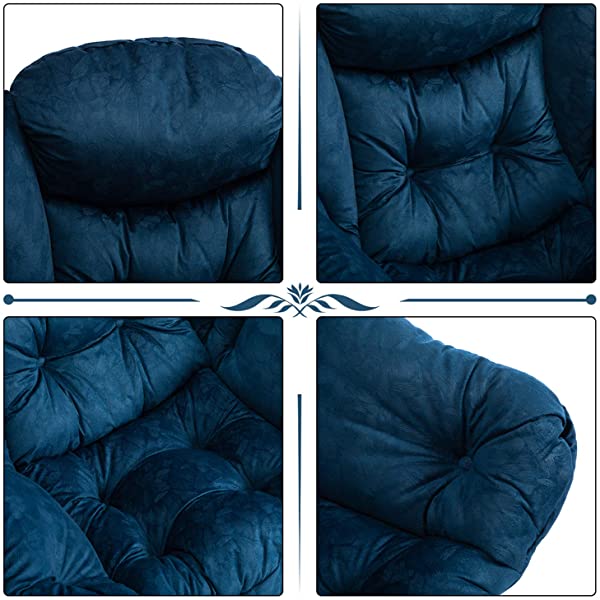 AbocoFur Modern Large Cotton Fabric Lazy Chair,Accent Contemporary Lounge Chair, Single Steel Frame Leisure Sofa Chair with Armrests and A Side Pocket, Beige