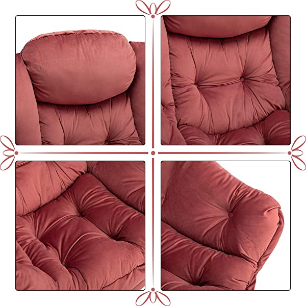 AbocoFur Modern Large Cotton Fabric Lazy Chair,Accent Contemporary Lounge Chair, Single Steel Frame Leisure Sofa Chair with Armrests and A Side Pocket, Beige