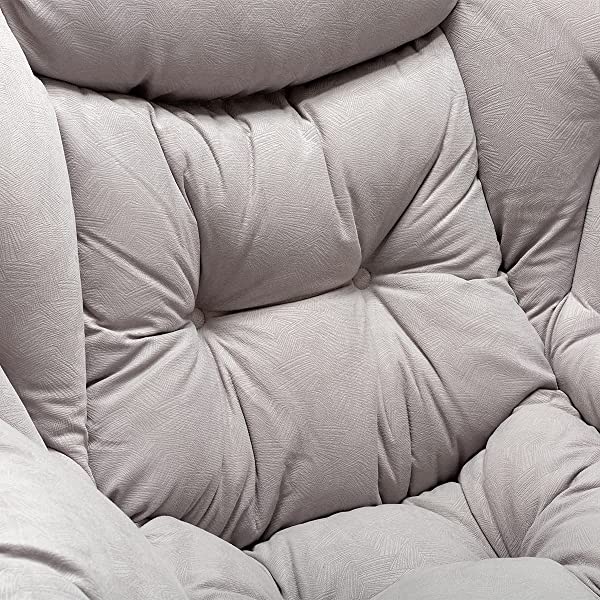 AbocoFur Modern Large Cotton Fabric Lazy Chair,Accent Contemporary Lounge Chair, Single Steel Frame Leisure Sofa Chair with Armrests and A Side Pocket, Beige