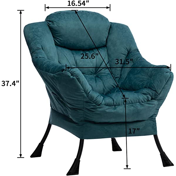 AbocoFur Modern Large Cotton Fabric Lazy Chair,Accent Contemporary Lounge Chair, Single Steel Frame Leisure Sofa Chair with Armrests and A Side Pocket, Beige