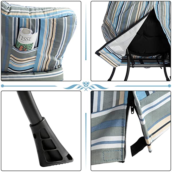 AbocoFur Modern Large Cotton Fabric Lazy Chair,Accent Contemporary Lounge Chair, Single Steel Frame Leisure Sofa Chair with Armrests and A Side Pocket, Beige