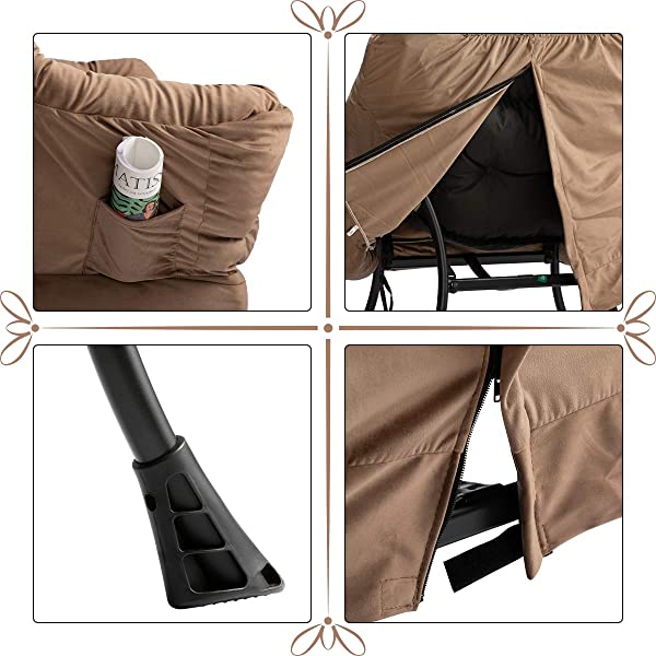 AbocoFur Modern Large Cotton Fabric Lazy Chair,Accent Contemporary Lounge Chair, Single Steel Frame Leisure Sofa Chair with Armrests and A Side Pocket, Beige