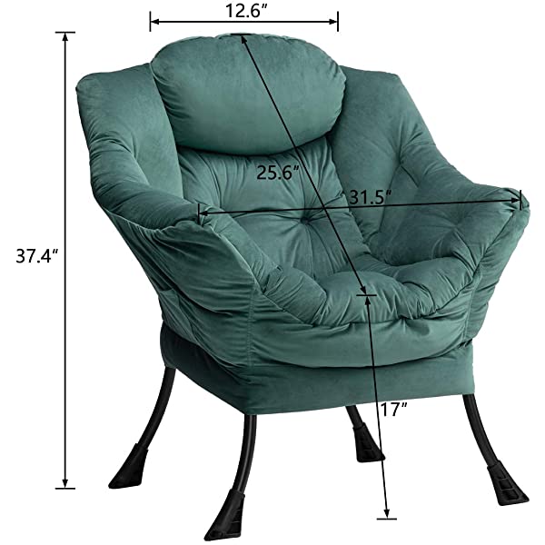 AbocoFur Modern Large Cotton Fabric Lazy Chair,Accent Contemporary Lounge Chair, Single Steel Frame Leisure Sofa Chair with Armrests and A Side Pocket, Beige