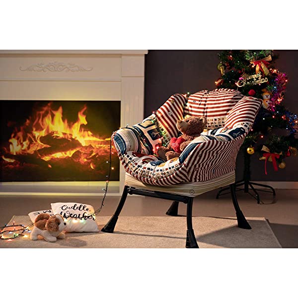 AbocoFur Modern Large Cotton Fabric Lazy Chair,Accent Contemporary Lounge Chair, Single Steel Frame Leisure Sofa Chair with Armrests and A Side Pocket, Beige