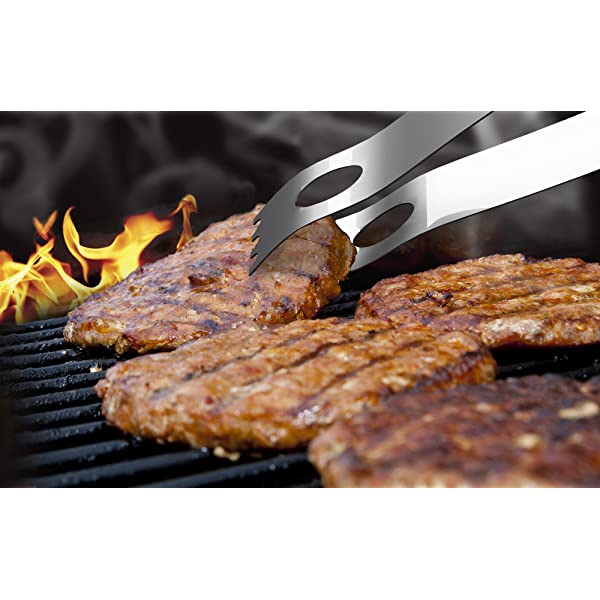 Home-Complete HC-1000 BBQ Accessories – 16PC Grill Set with Spatula, Tongs, Skewers, Case – Barbecue Tools for Father’s Day, Wedding, Anniversary, 16 Piece, Silver Steel 16-Piece