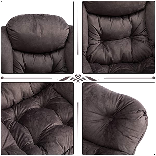 AbocoFur Modern Large Cotton Fabric Lazy Chair,Accent Contemporary Lounge Chair, Single Steel Frame Leisure Sofa Chair with Armrests and A Side Pocket, Beige