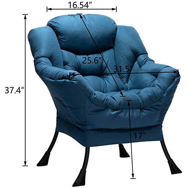 AbocoFur Modern Large Cotton Fabric Lazy Chair,Accent Contemporary Lounge Chair, Single Steel Frame Leisure Sofa Chair with Armrests and A Side Pocket, Beige