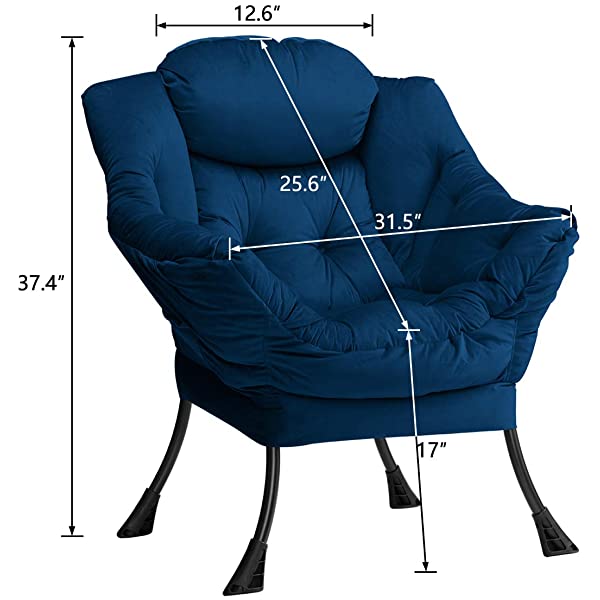 AbocoFur Modern Large Cotton Fabric Lazy Chair,Accent Contemporary Lounge Chair, Single Steel Frame Leisure Sofa Chair with Armrests and A Side Pocket, Beige