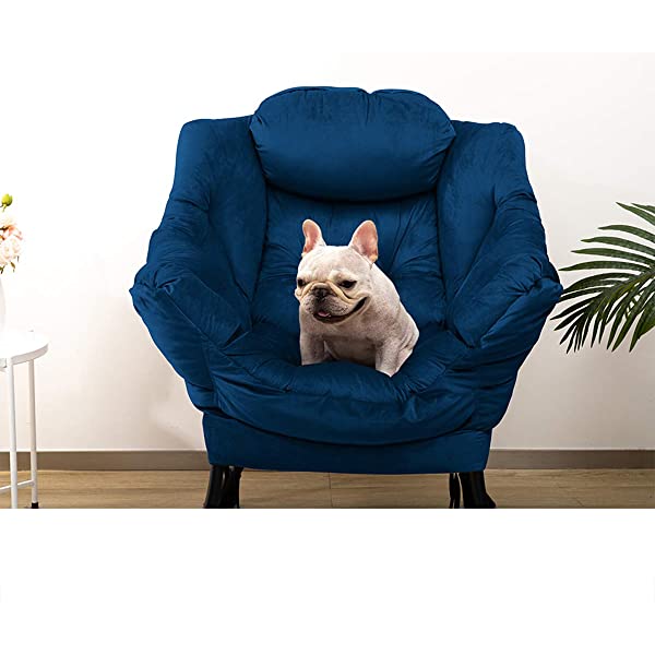 AbocoFur Modern Large Cotton Fabric Lazy Chair,Accent Contemporary Lounge Chair, Single Steel Frame Leisure Sofa Chair with Armrests and A Side Pocket, Beige