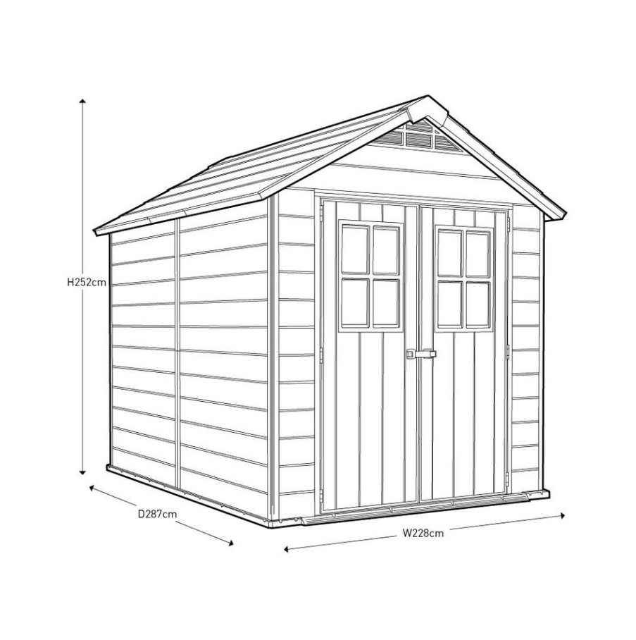Keter Newton plastic garden storage shed, brown, 2.2 x 2.13 m