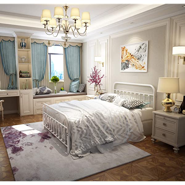 Black Metal Bed Frame Full Size with Headboard and Footboard Single Platform Mattress Base,Metal Tube and Iron-Art Bed(Full,Black) Full Black