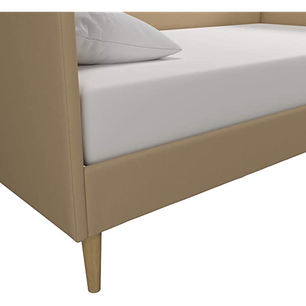 DHP Franklin Mid Century Upholstered Daybed, Sofa Bed, Twin Size Frame, Tan Linen Linen Twin Tan