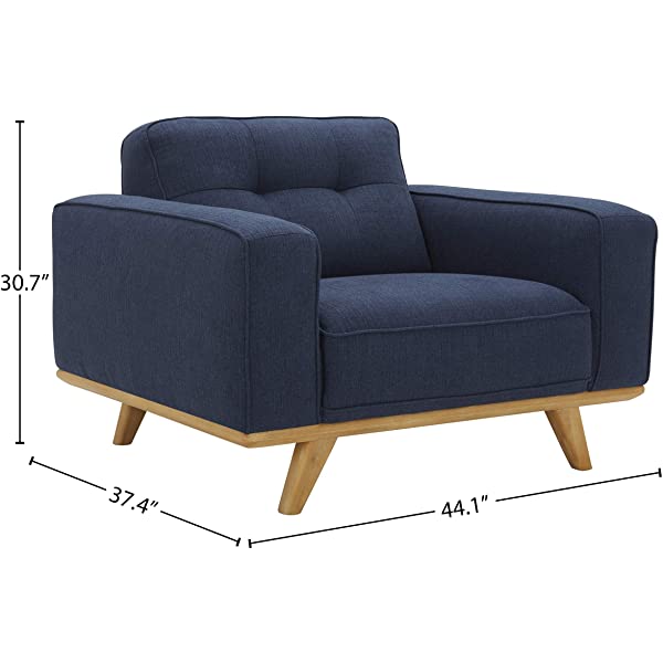 Amazon Brand – Rivet Bigelow Modern Oversized Leather Accent Chair with Wood Base, 44.1