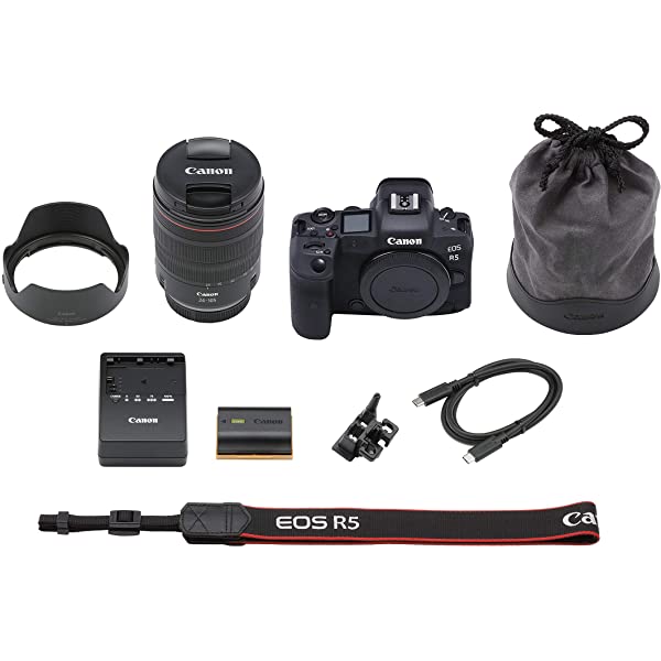 Canon EOS R5 Full-Frame Mirrorless Camera w/ RF24-105mm F4 L is USM Lens Kit - 8K Video, 45 Megapixel Full-Frame CMOS Sensor, DIGIC X Image Processor, Up to 12 fps Mechanical Shutter (Body + Lens) 24-105mm Black Base