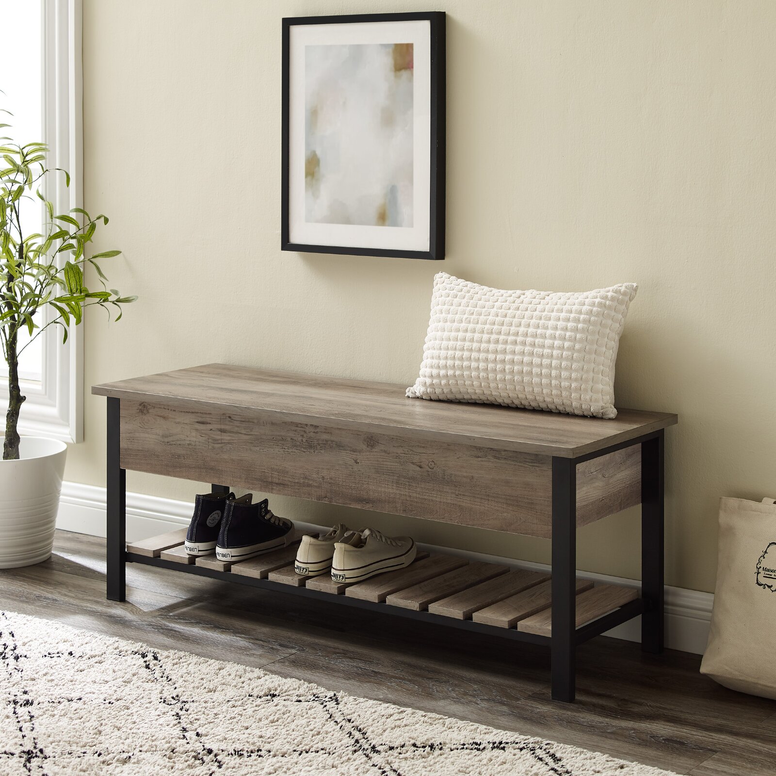【Furniture】Ochlocknee Flip Top Storage Bench