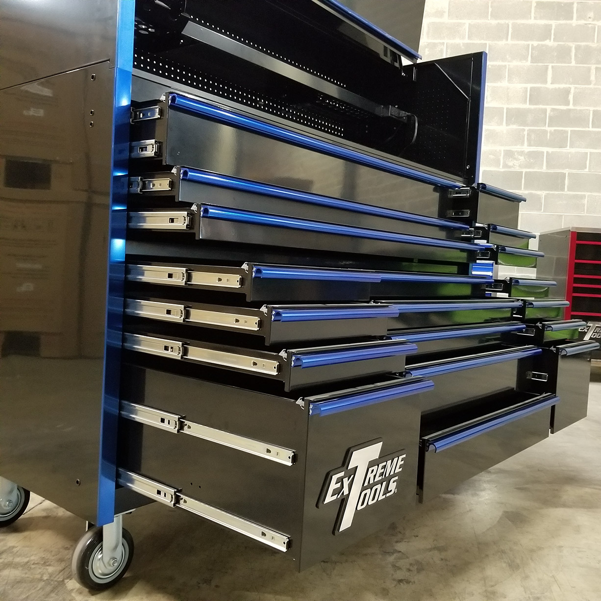 C RTB Exclusive 72 x 25 19 Drawers Roller Cabinet & Hutch Combo C BlackBlue