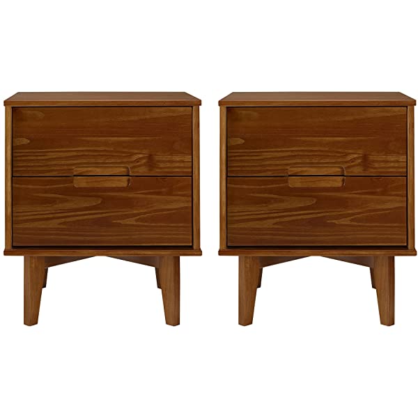 Walker Edison Mid Century Modern Grooved Handle Wood Dresser Bedroom Storage Drawer Organizer Closet Hallway, 6 Drawer, Caramel Caramel 1 pack 6 Drawer