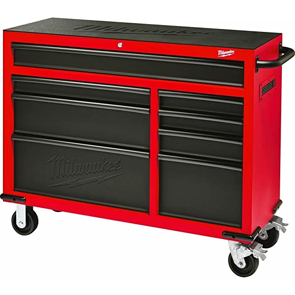 MILWAUKEE'S 48-22-8520 46 in. 8-Drawer Roller Cabinet Tool Chest in Red/Black Textured