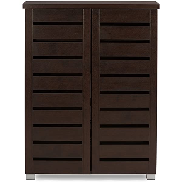 Wholesale Interiors Baxton Studio Adalwin Modern and Contemporary 2-Door Dark Brown Wooden Entryway Shoes Storage Cabinet