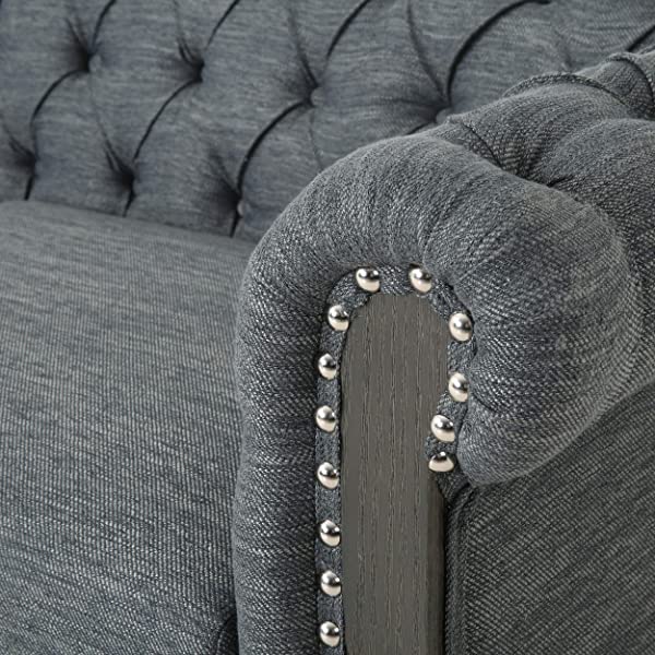 Christopher Knight Home Castalia Sofas, Midnight Black + Dark Brown Midnight Black + Dark Brown Birch Wood