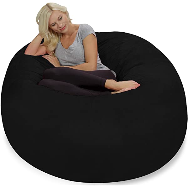 Chill Sack Bean Bag Chair: Giant 5' Memory Foam Furniture Bean Bag - Big Sofa with Soft Micro Fiber Cover - Navy Microsuede - Navy