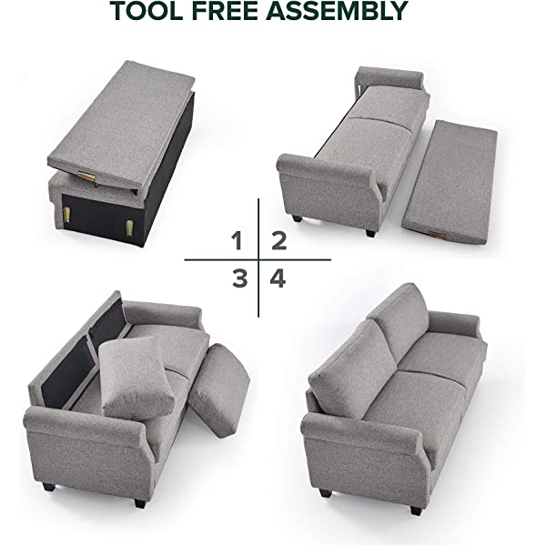 ZINUS Josh Loveseat Sofa / Easy, Tool-Free Assembly, Beige Beige Loveseat Sofa