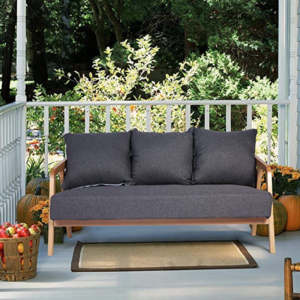 LUCKYERMORE 3-Seat Upholstered Grey Sofa Couch 60