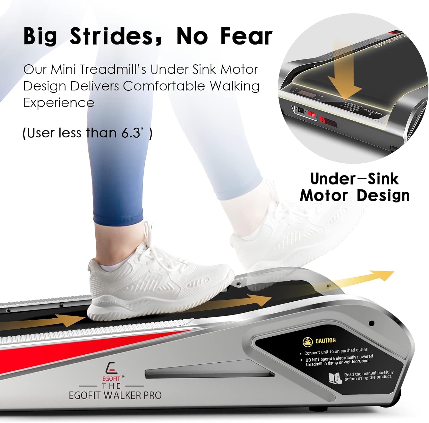 Egofit Walker Pro/Plus Under Desk Motorized Folding Small Walking Treadmill for Home & Office, Installation-Free with LCD Display, Compact Fit Standing Desk Treadmills