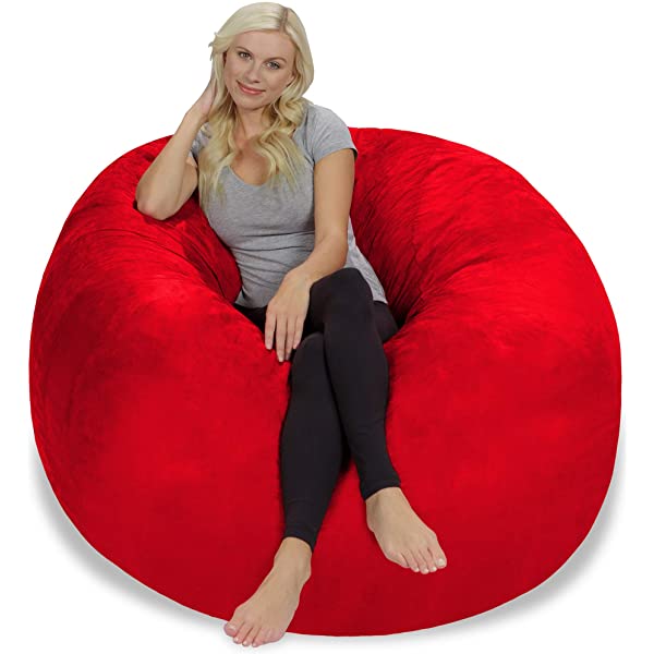 Chill Sack Bean Bag Chair: Giant 5' Memory Foam Furniture Bean Bag - Big Sofa with Soft Micro Fiber Cover - Navy Microsuede - Navy