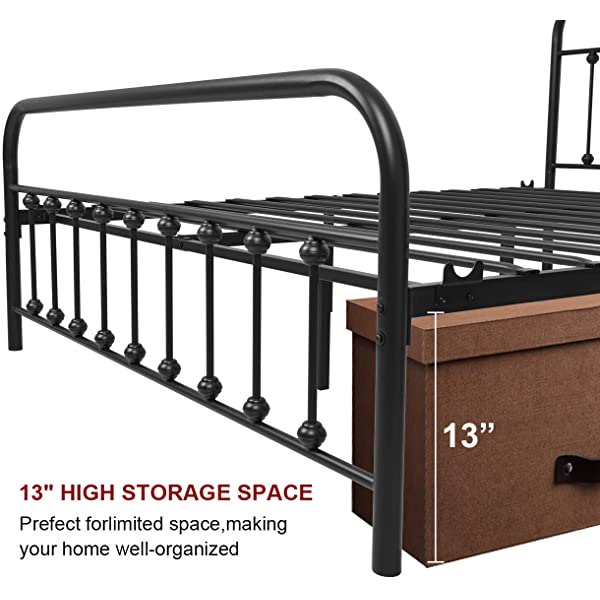 Black Metal Bed Frame Full Size with Headboard and Footboard Single Platform Mattress Base,Metal Tube and Iron-Art Bed(Full,Black) Full Black