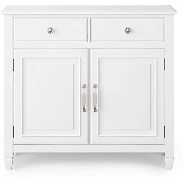 SIMPLIHOME Connaught SOLID WOOD 40 inch Wide Transitional Entryway Storage Cabinet in Dark Chestnut Brown, with 2 Drawers, 2 Doors, Adjustable Shelves