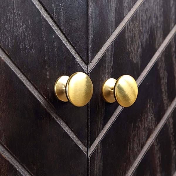 LALUZ Carved Accent Storage Cabinet Floor Cabinet for Bedroom Living Room, Oak Finish 30 Inch 30