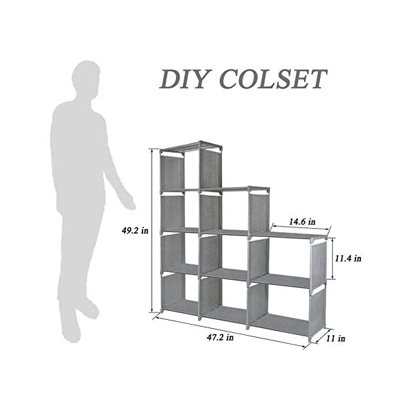 Kids 9 Cubes Bookcase Toy Closet Storage Organizers Bookshelf 4 Tier Office Book Shelf DIY Shelving Cabinet Shelves for Office Gary