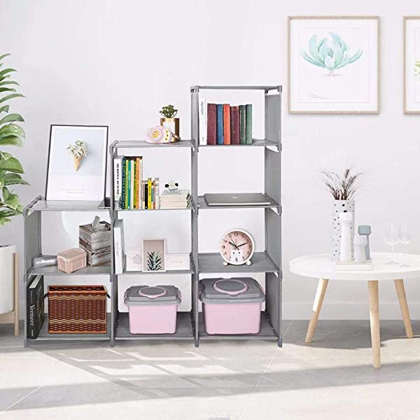 Kids 9 Cubes Bookcase Toy Closet Storage Organizers Bookshelf 4 Tier Office Book Shelf DIY Shelving Cabinet Shelves for Office Gary